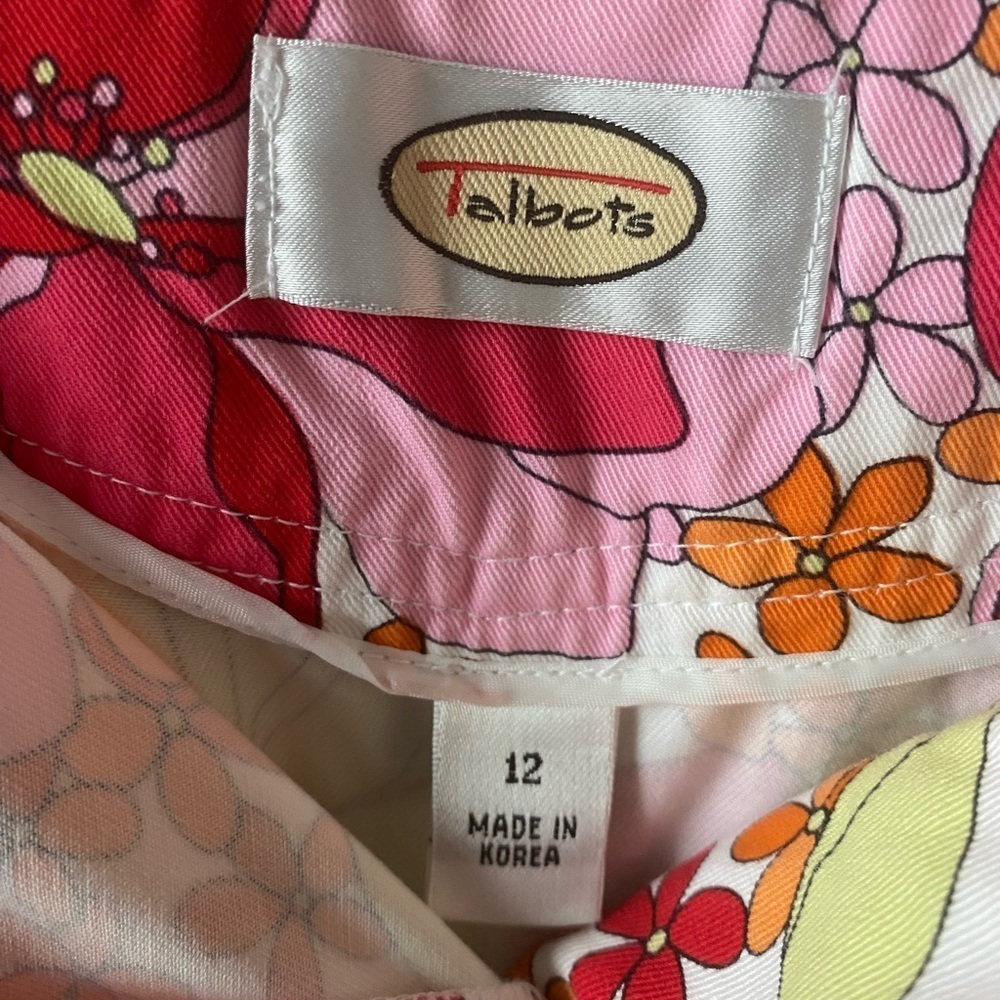 Talbots Women Straight Pencil Skirt Multi Colored Floral Print Cotton Blend 12 - Picture 6 of 8